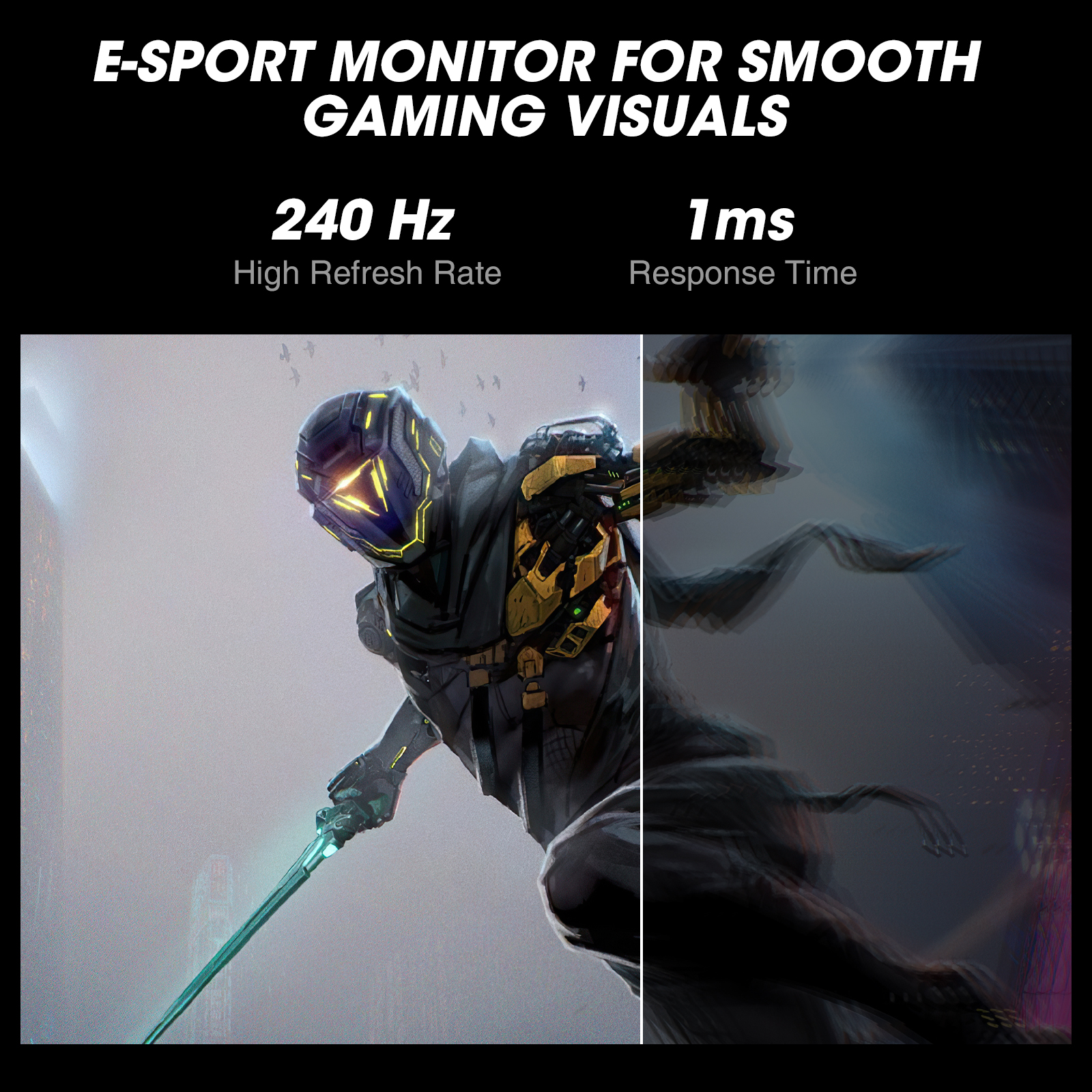 KOORUI 27 Inch 240Hz Gaming Monitor, FHD 1080P, 1ms, VA, DCI-P3 90%, Adaptive Sync, HDMI/DP
