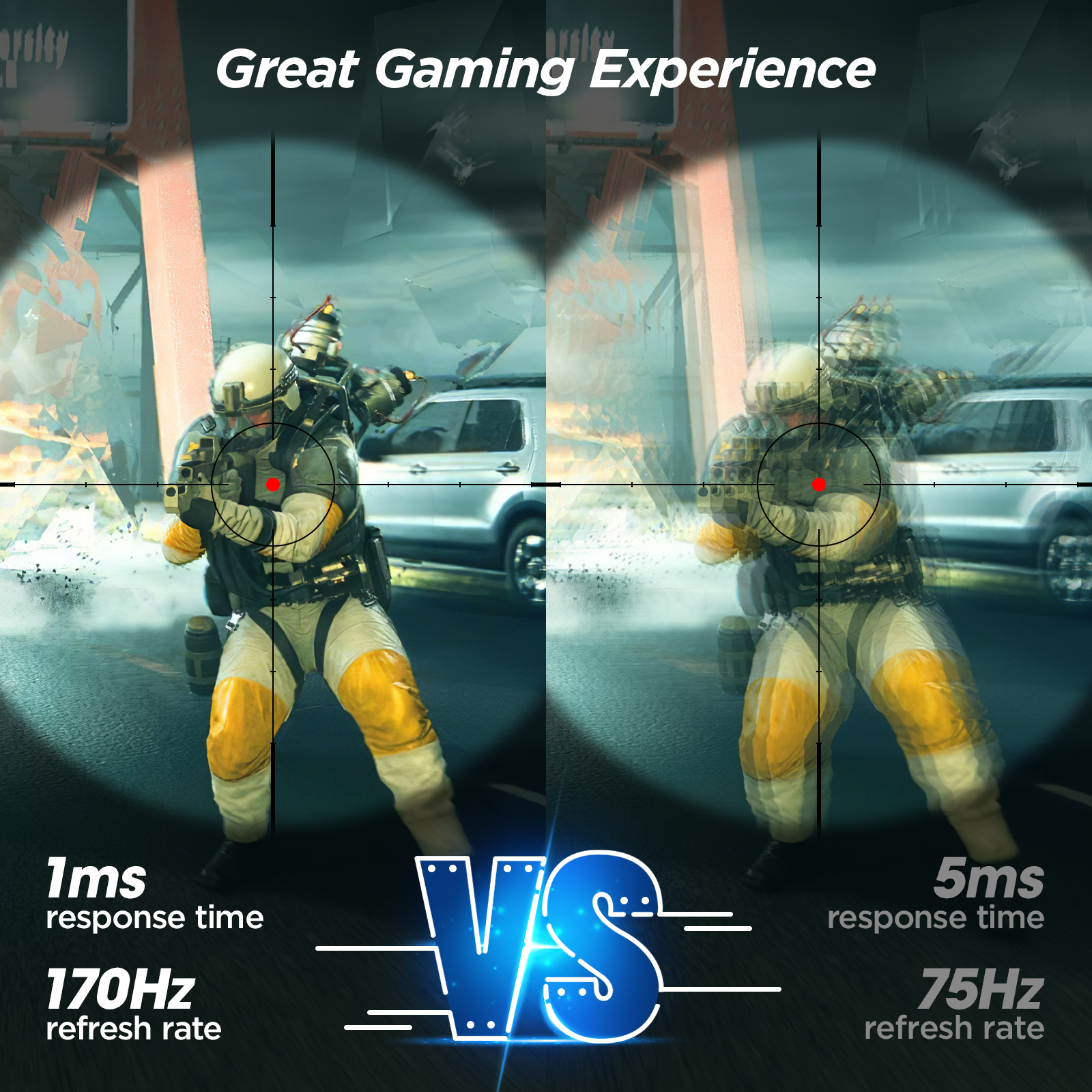 KOORUI 27 Inch Gaming Monitor, 2K Computer Monitors, QHD 1440P, IPS,1ms, Adpitive Sync, HDMI (144Hz), DisplayPort(170Hz), HDR 400, DCI-P3 90%, Height Adjustable, Rotatable