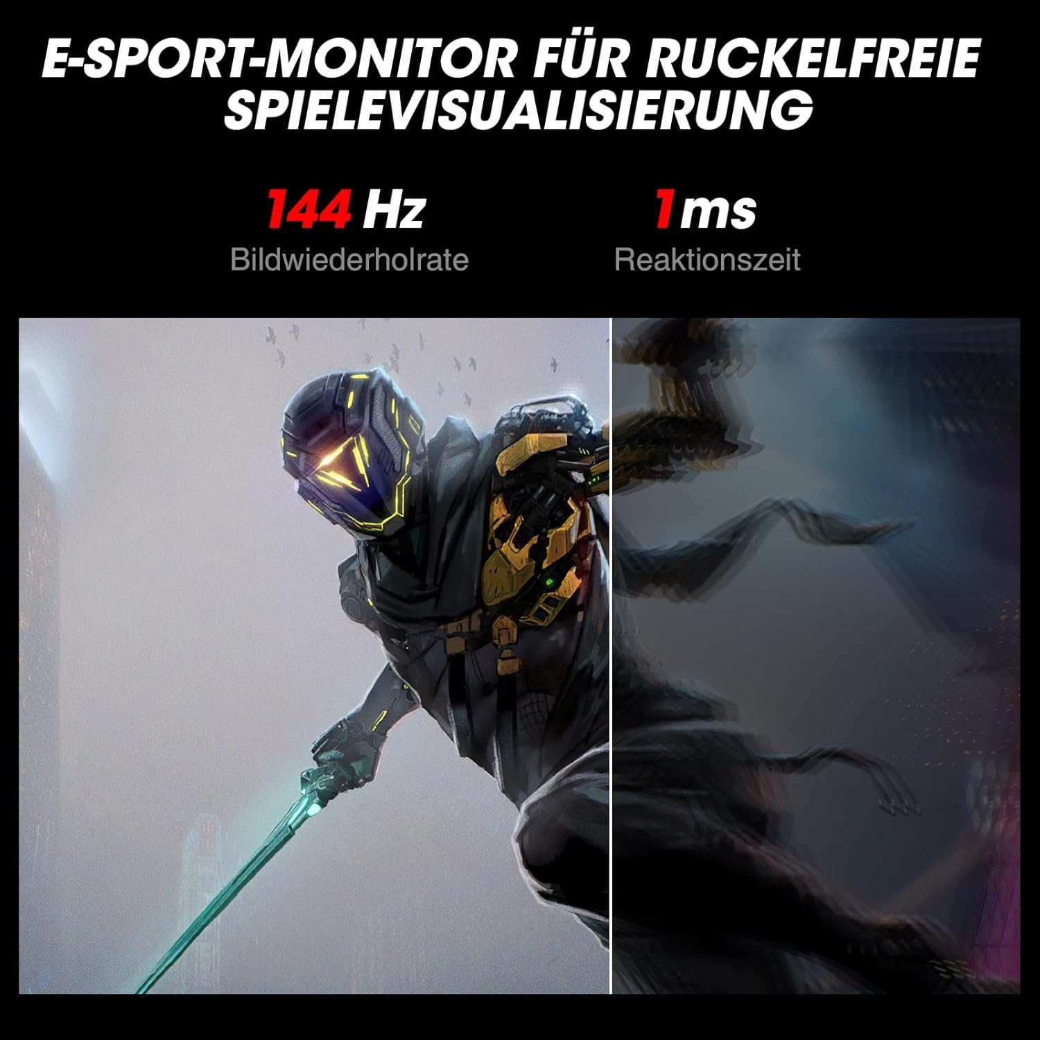 KOORUI Gaming Monitor 27 Inch QHD 144 Hz, 1ms, DCI-P3 90% Colour Range, Adaptive Sync, 2560 x 1440, HDMI, DisplayPort