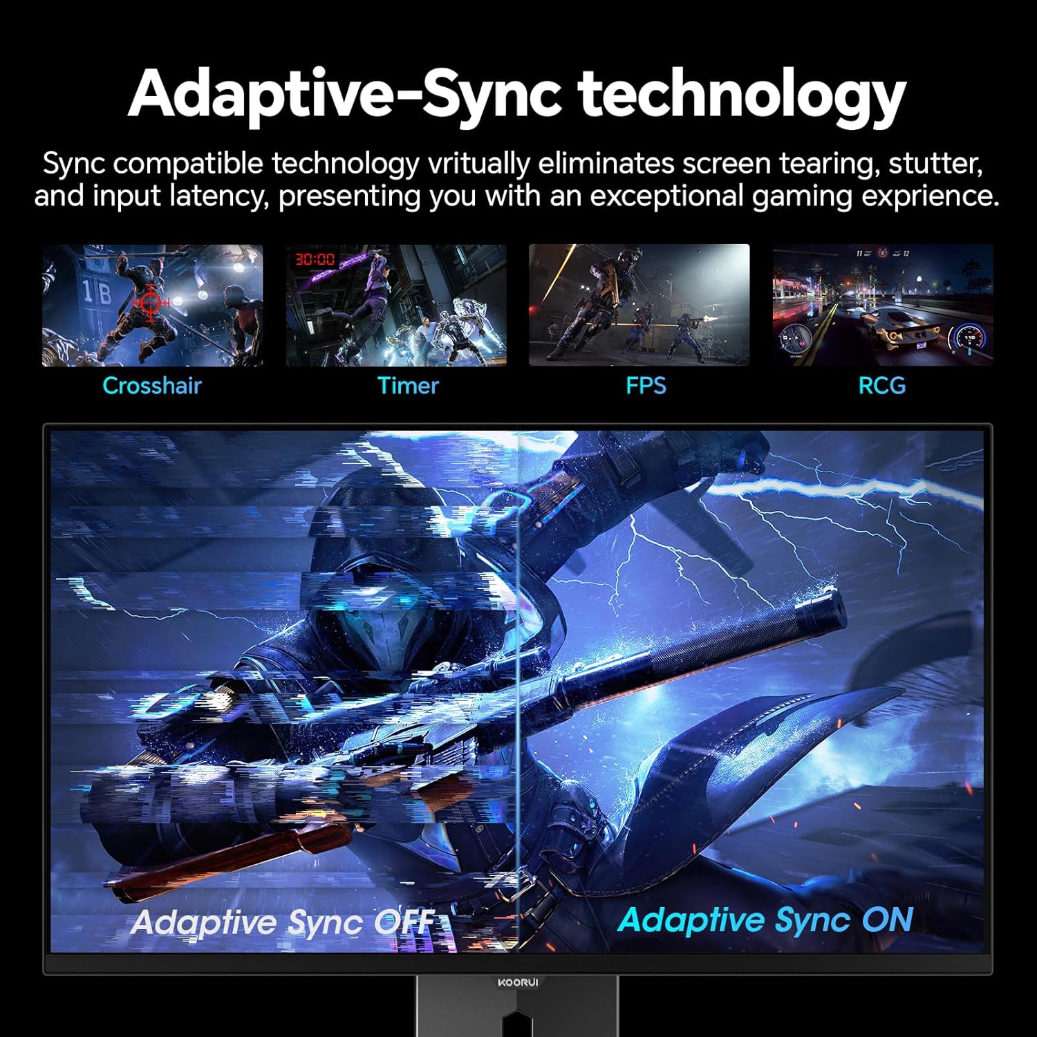 KOORUI 27 inch OLED Gaming Monitor, 240Hz Monitor, 0.03ms, 1440p AdaptiveSync Compatible, 99% DCI-P3, Height/Pivot/Tilt/Swivel Adjustability, HDMI 2.0, DisplayPort 1.4, VESA, Black, S2721XO
