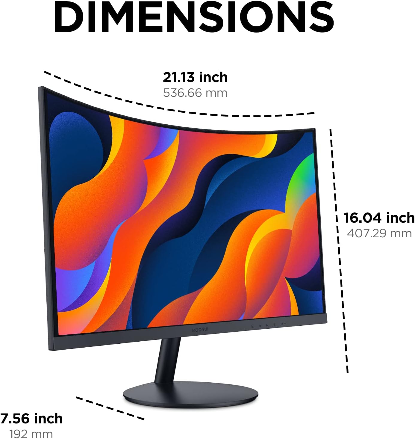KOORUI 24-Inch Curved Computer Monitor, Full HD 1080P 60Hz Gaming Monitor 1800R LED HDMI VGA, Tilt Adjustment, Eye Care, Black 24N5C