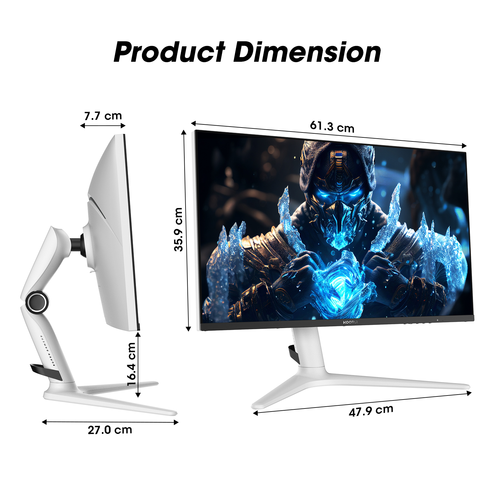 KOORUI Gaming Monitor 27 Zoll, 240Hz, VA Mini LED, 1ms, QHD Gaming Bildschirm Adaptive Sync, 2xHDMI 2.0 & DisplayPort 1.4, HDR 1000, DCI-P3 95%, VESA 75 * 75mm, Eye Care, Höhenverstellbar