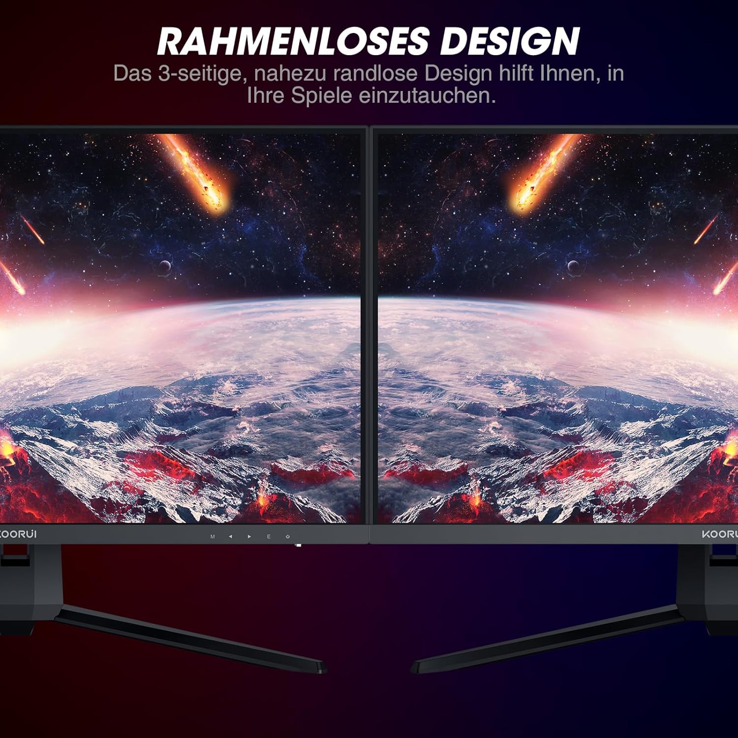 KOORUI Gaming Monitor 27 Inch QHD 144 Hz, 1ms, DCI-P3 90% Colour Range, Adaptive Sync, 2560 x 1440, HDMI, DisplayPort