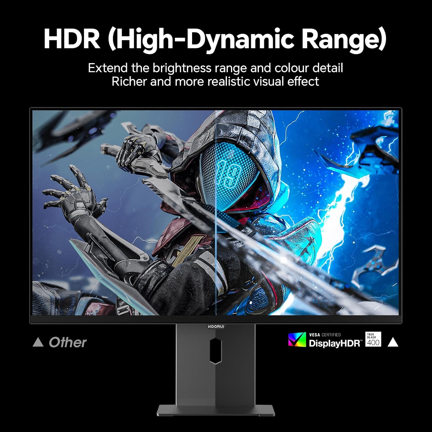 KOORUI 27 inch OLED Gaming Monitor, 240Hz Monitor, 0.03ms, 1440p AdaptiveSync Compatible, 99% DCI-P3, Height/Pivot/Tilt/Swivel Adjustability, HDMI 2.0, DisplayPort 1.4, VESA, Black, S2721XO