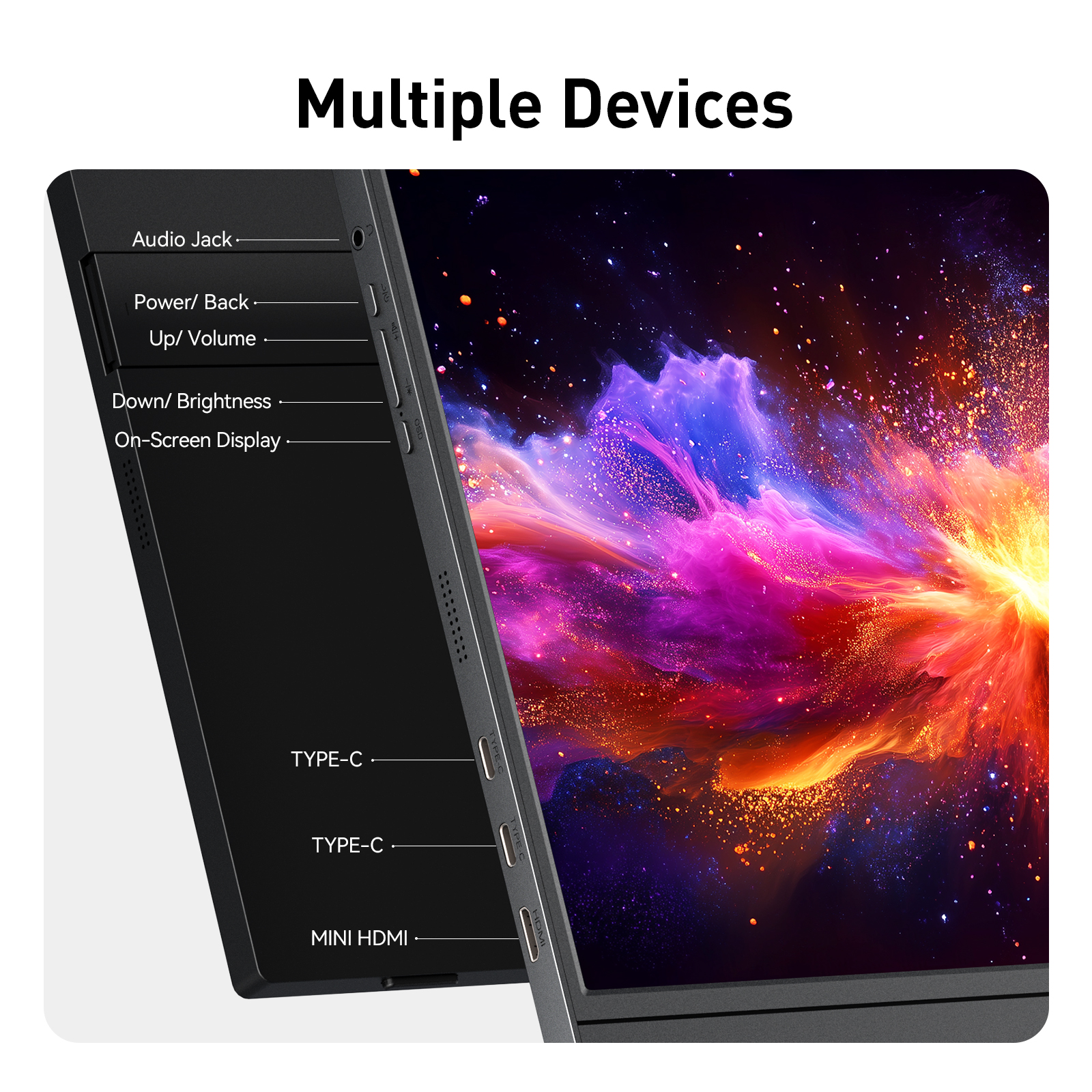 KOORUI 15.6 inch Portable Monitor FHD 1080P IPS External Display, Second Screen for Travel and Office, USB-C HDMI Gaming Monitor with Kickstand & Speakers for Laptop PC