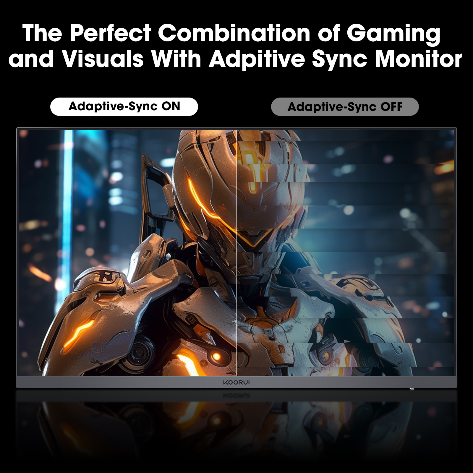 KOORUI 27 Inch Gaming Monitor, QHD 2560x1440, 240Hz 1ms, Adaptive Sync, HDR400, 90% DCI-P3, DisplayPort & HDMI, Tilt Adjustable, VESA Mount, Black