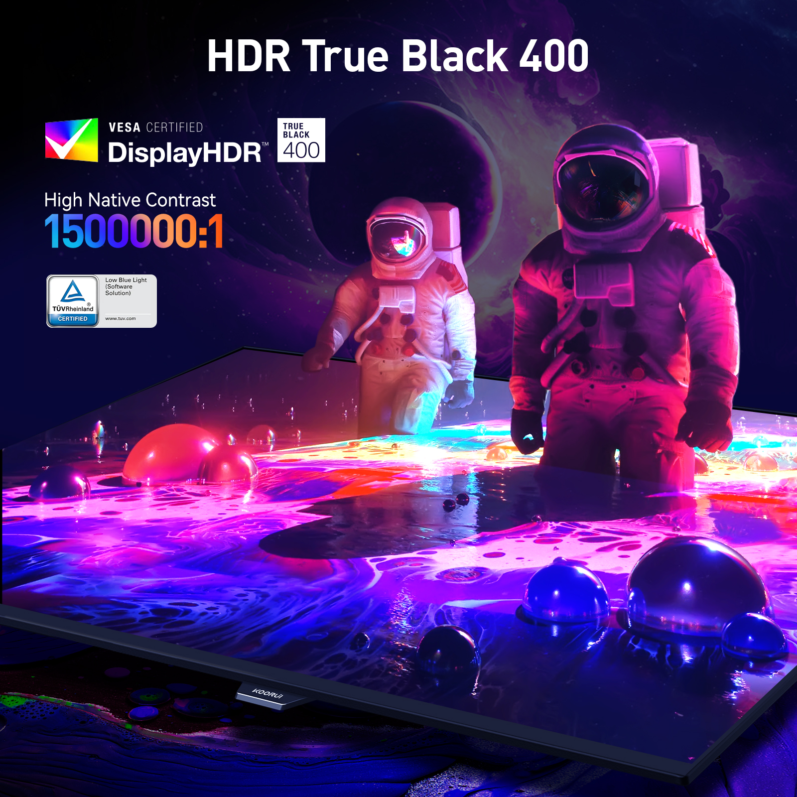 KOORUI 32 Inch Gaming Monitor, 4K UHD 240Hz, 0.03ms Computer Monitors, OLED Display, AdaptiveSync, Tilt/Pivot/Swivel/Height Adjustable, 99% DCI-P3, HDR True Black 400, DisplayPort, HDMI, Type-C