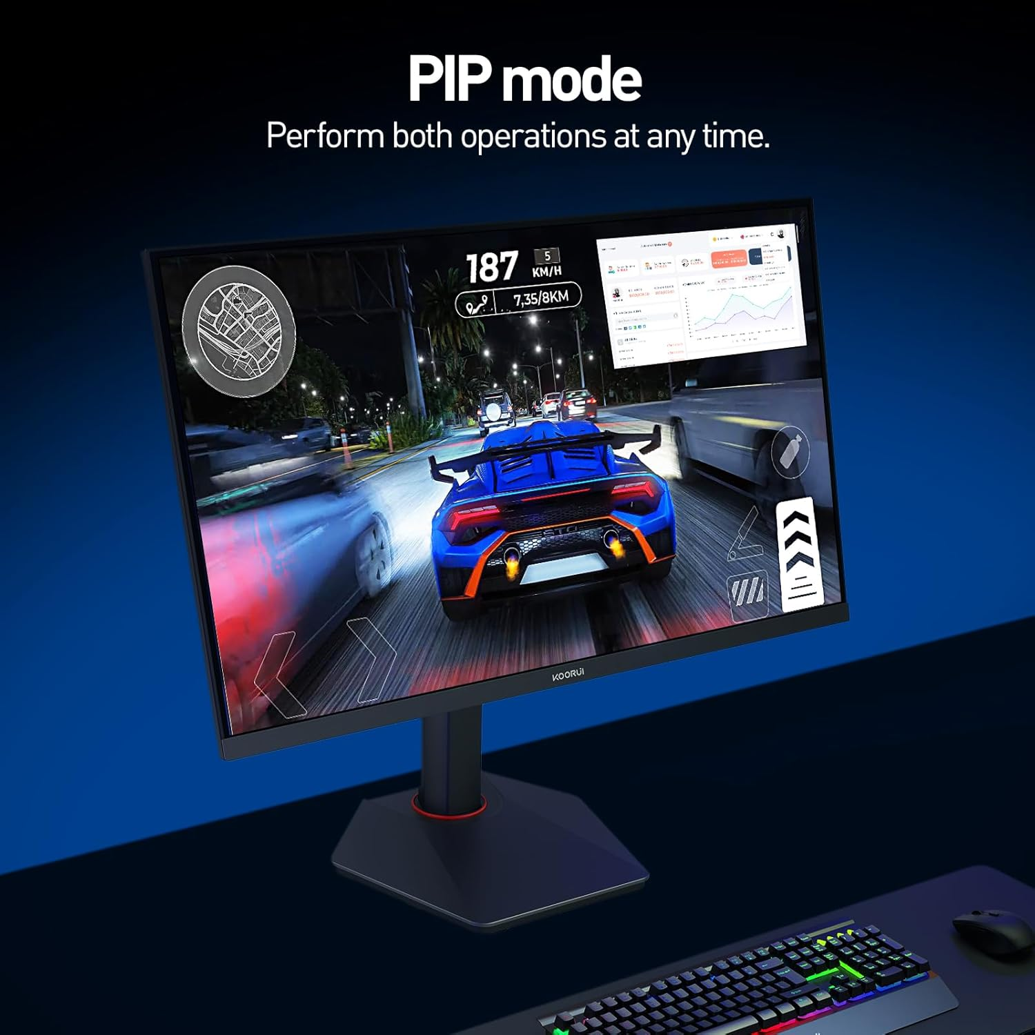 KOORUI 27 Inch Gaming Monitor, UHD 160Hz / FHD 320Hz, IPS Panel, Adjustable Stand, 95% DCI-P3, HDR400, HDMI/DP, Eye-Care, VESA Mountable，G2741L