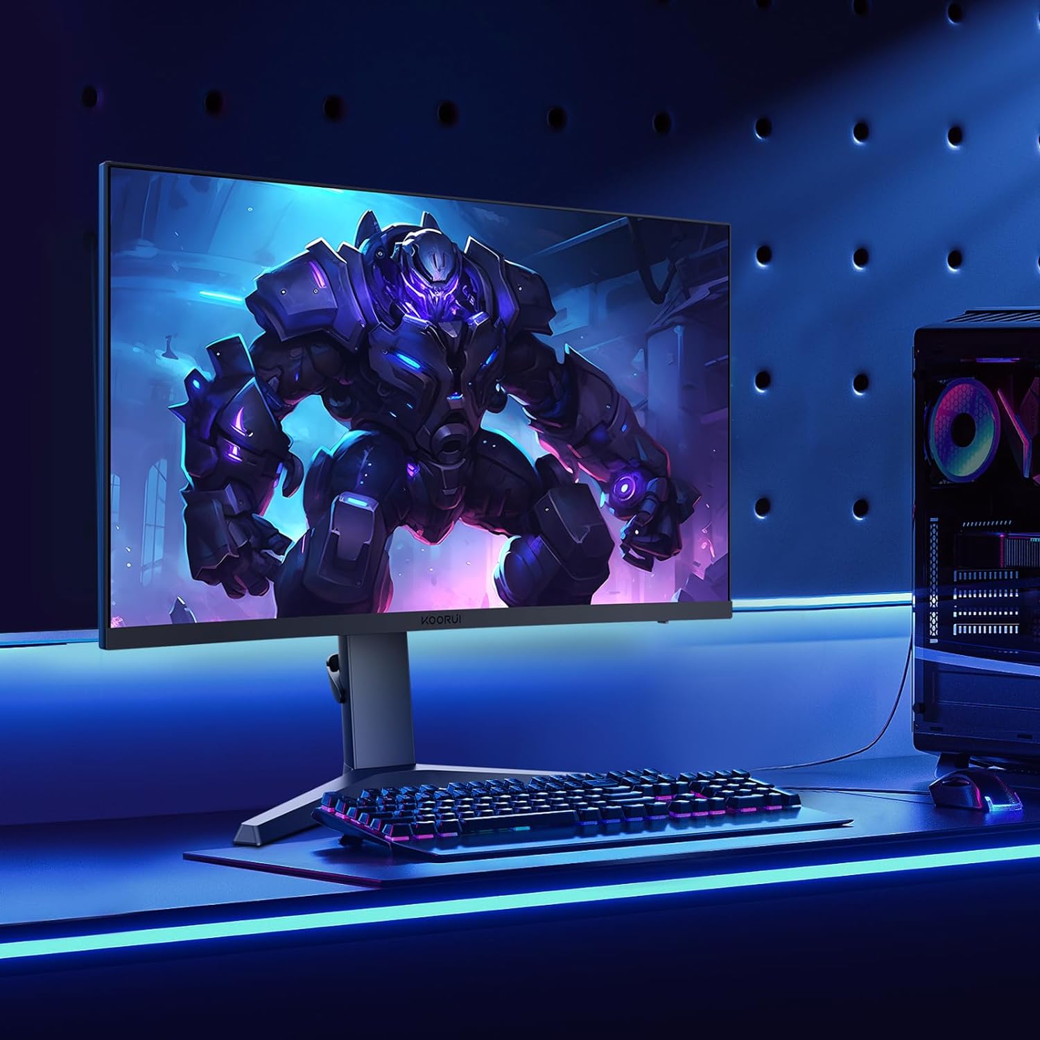 KOORUI Gaming Monitor 27 Inch - WQHD Screen PC, 240Hz, 1 ms, Adaptive Sync, Gsync Compatibility, (2560 x 1440, HDMI, DisplayPort, HDR 400) Black/Red