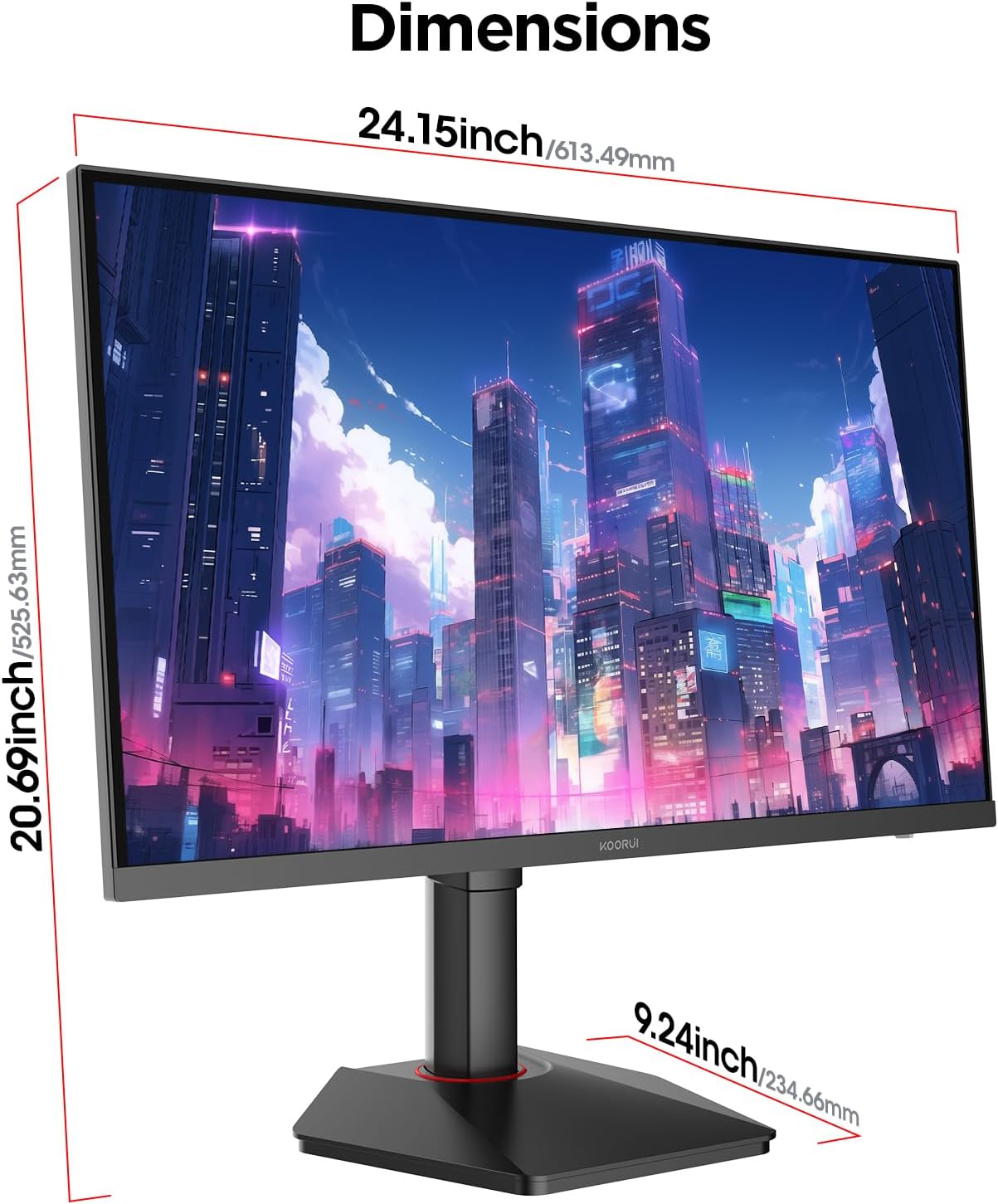 KOORUI Gaming Monitor, 27" Fast IPS Computer Monitor, 320Hz QHD HDR400 Display, 1ms PC Screen, 98% DCI-P3 Color Gamut, Adaptive Sync, Ultra Slim Frame, VESA Mountable, HDMI 2.0, DP 1.4, G2721E