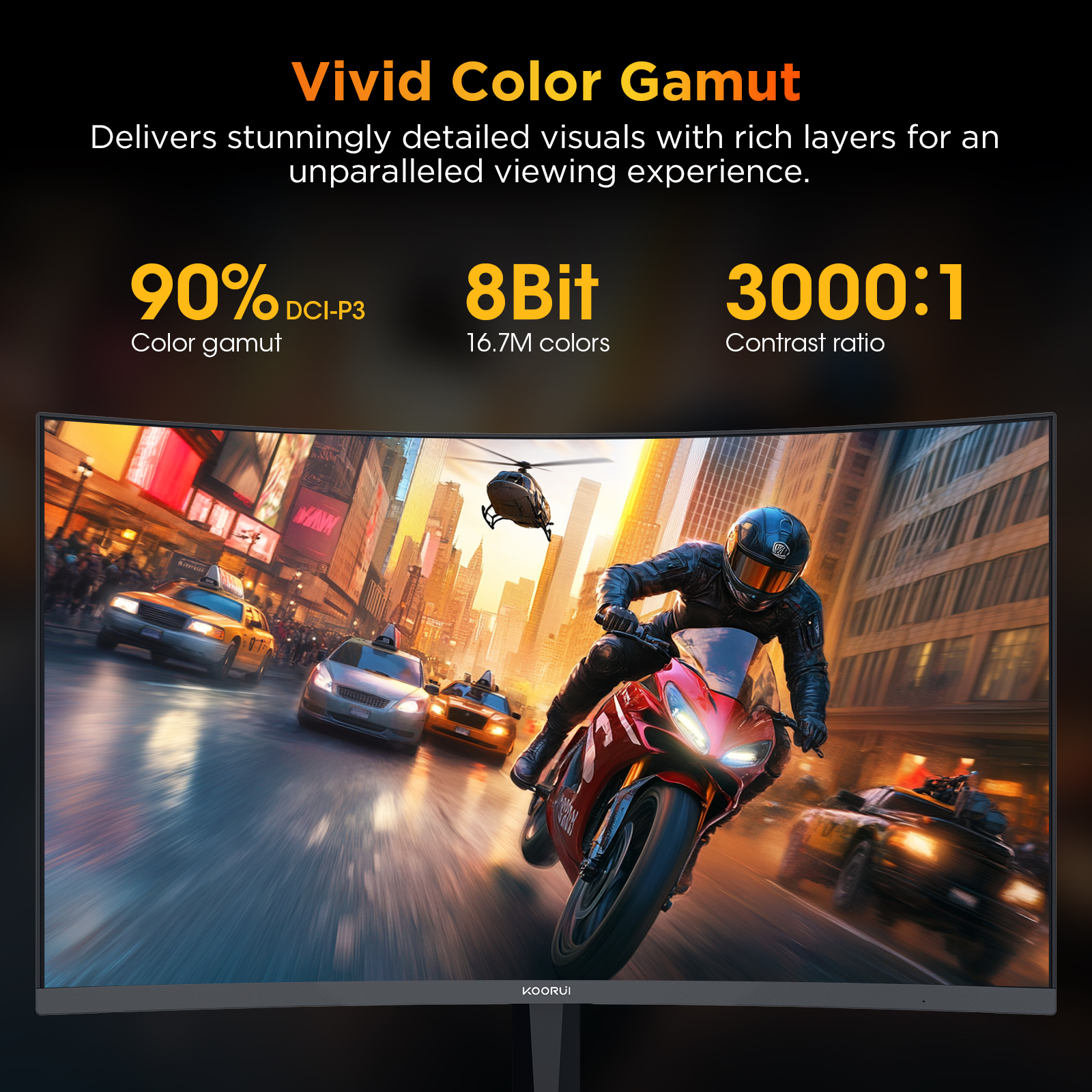 KOORUI 25 Inch Curved Gaming Monitor 240Hz FHD 1080P Computer Monitor, 1500R 1ms GTG Display, Adaptive Sync, 90% DCI-P3,HDR10, Eye Care, Tilt Adjustable, VESA 75x75mm, Black,G2511XC