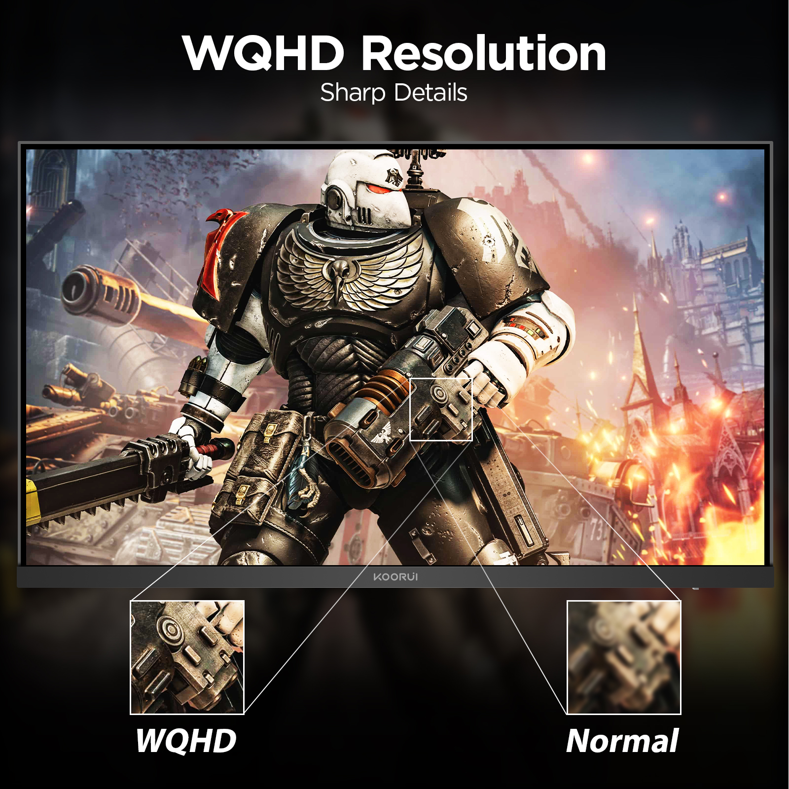 KOORUI Gaming Monitor, 24" Fast IPS Computer Monitor, 180Hz QHD HDR400 Display, 1ms PC Screen, 90% DCI-P3 Color Gamut, Adaptive Sync, Ultra Slim Frame, VESA Mountable, HDMI 2.0, DP 1.4, G2421V