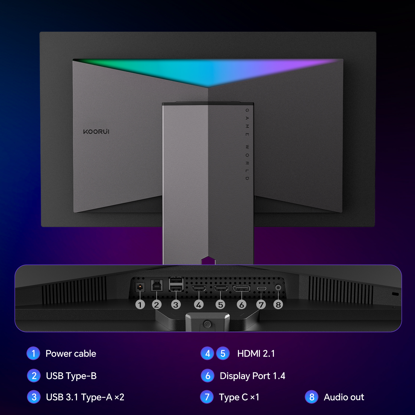 KOORUI 32 Inch Gaming Monitor, 4K UHD 240Hz, 0.03ms Computer Monitors, OLED Display, AdaptiveSync, Tilt/Pivot/Swivel/Height Adjustable, 99% DCI-P3, HDR True Black 400, DisplayPort, HDMI, Type-C