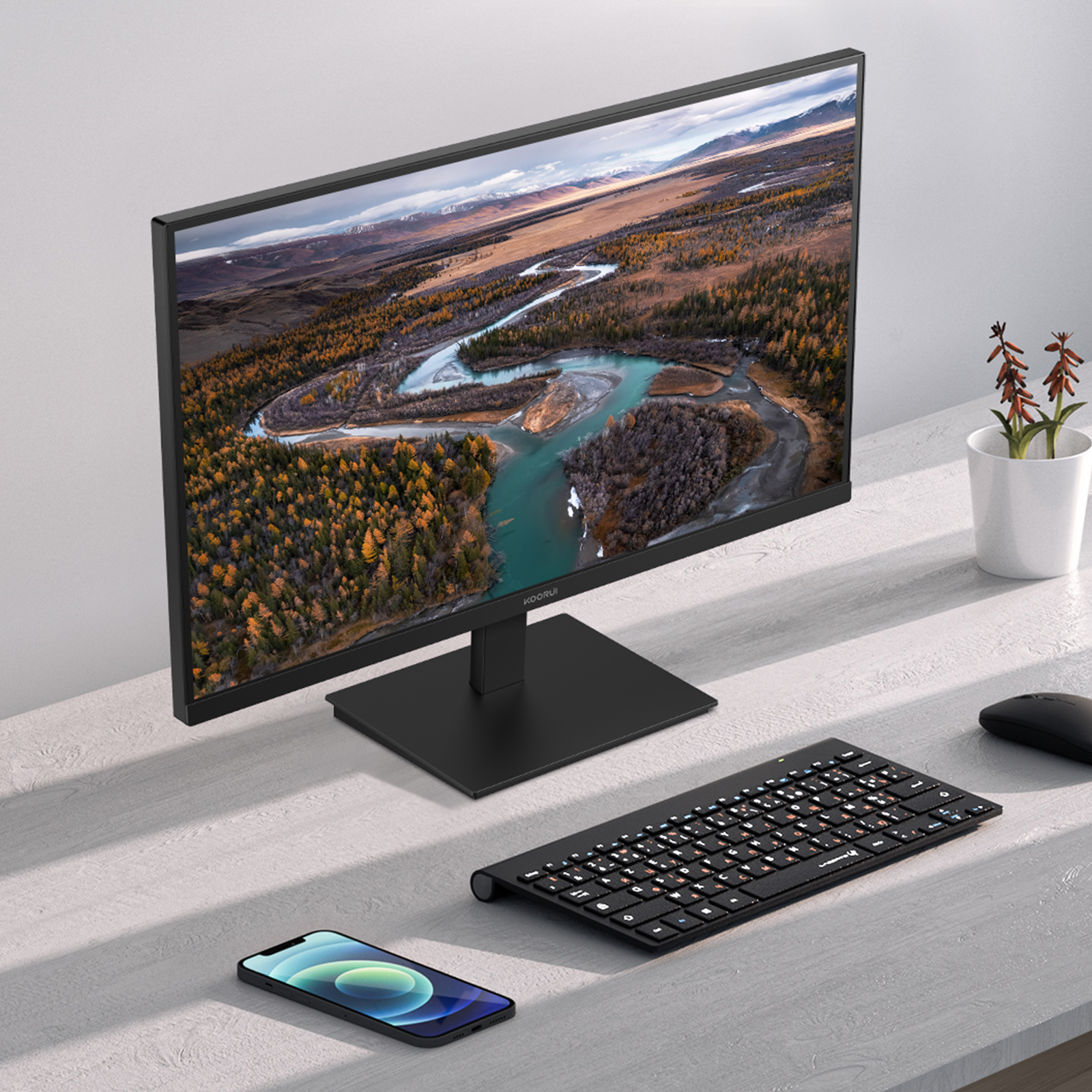 KOORUI 24 Inch Computer Monitor, FHD 1080P 144Hz Gaming Monitor, IPS Display, Free-sync Compatible, 99% SRGB Color Gamut VESA 100 * 100mm Eye Care, Ultra-Slim Frame, Black, E2411K