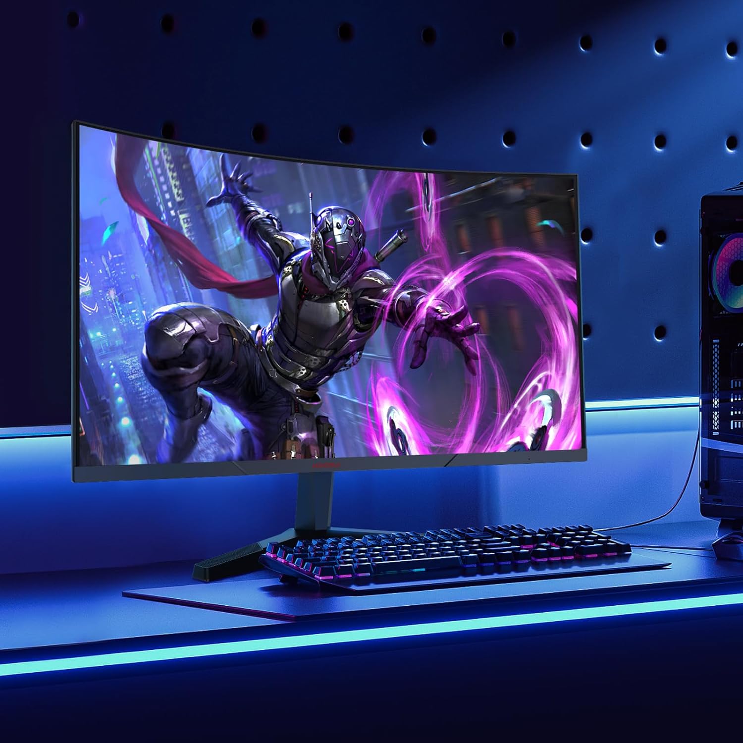 KOORUI 24 Inch Curved Gaming Monitor, FHD 1080p, 1ms Response Time, 180Hz Refresh Rates, HDMI 2.0/DP 1.2, 250cd/m² Brightness