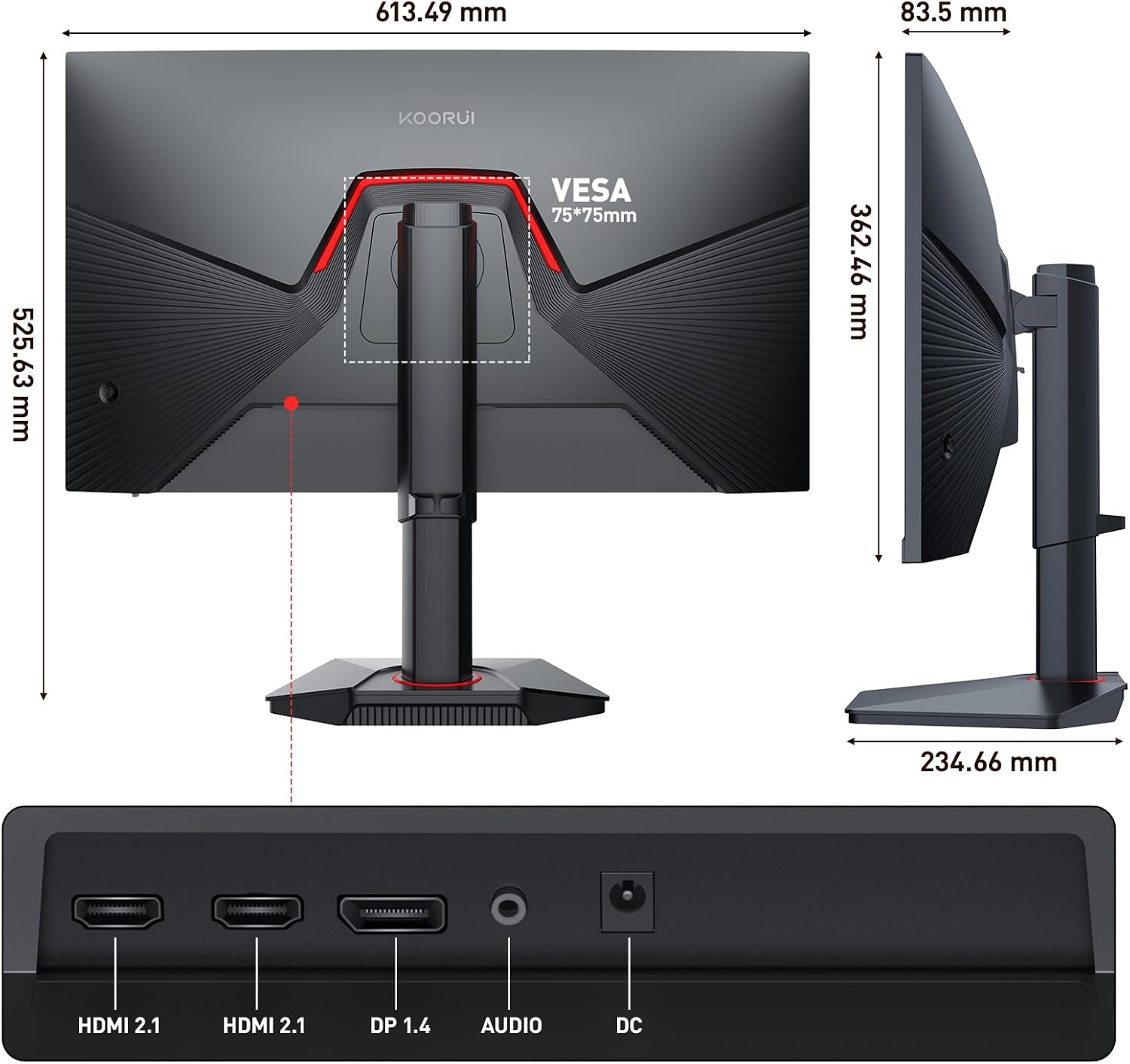 KOORUI 27 Inch Gaming Monitor, UHD 160Hz / FHD 320Hz, IPS Panel, Adjustable Stand, 95% DCI-P3, HDR400, HDMI/DP, Eye-Care, VESA Mountable，G2741L