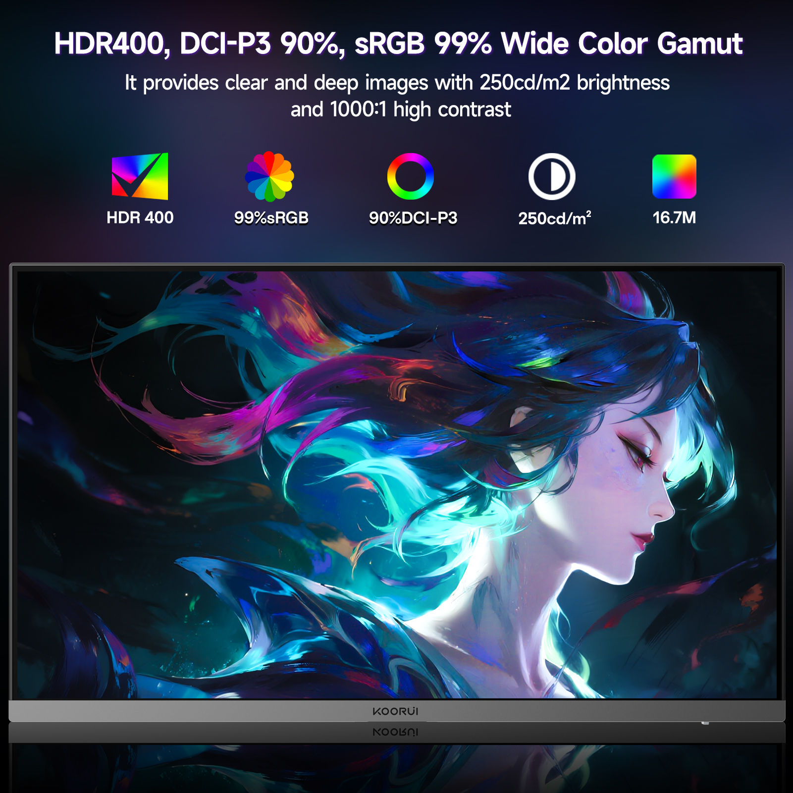 KOORUI 24.5 inch 240hz Gaming Monitor FHD 1080p, IPS Panel, 1ms Response Time, Adaptive sync 3-Sided Frameless,Ultra Slim,VESA,DP HDMI G2511X