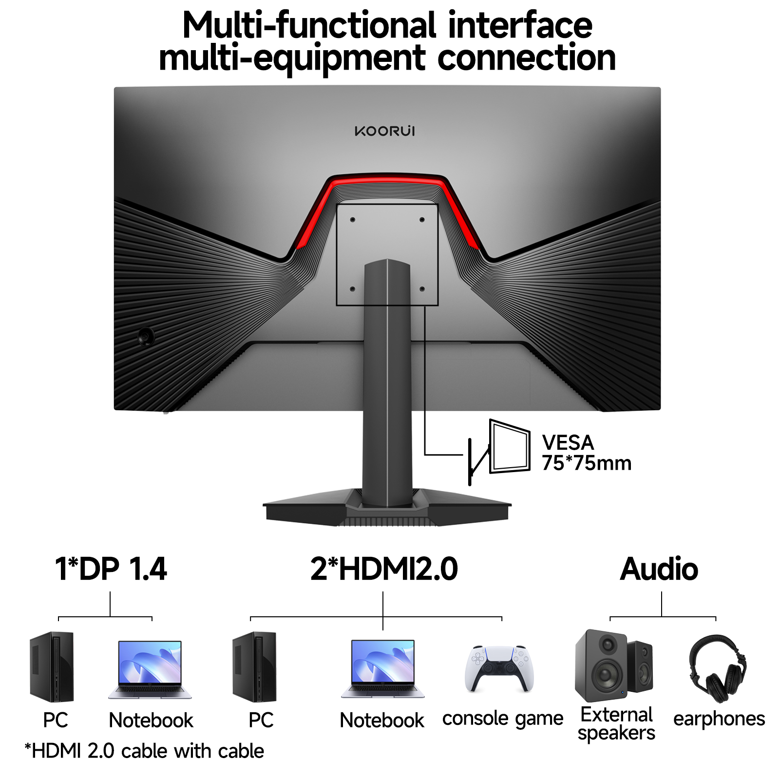 KOORUI 24.5 inch 240hz Gaming Monitor FHD 1080p, IPS Panel, 1ms Response Time, Adaptive sync 3-Sided Frameless,Ultra Slim,VESA,DP HDMI G2511X