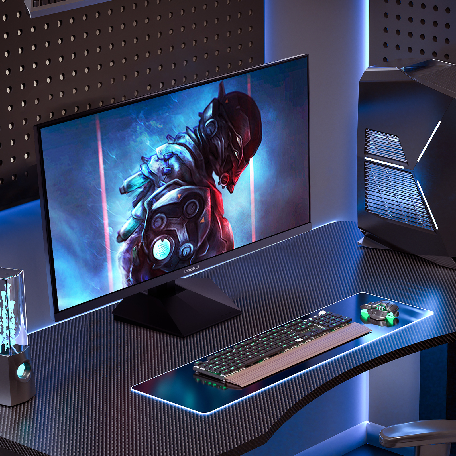 KOORUI G2421V 24 Zoll Gaming Monitor, 1ms 180Hz IPS QHD 2560x1440 PC Bildschirm, HDR400 Adaptive Sync HDMI2.0/DP1.4 VESA 75x75mm