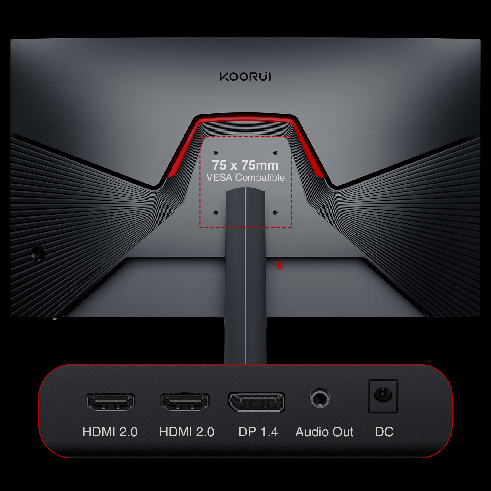 KOORUI 27 Inch QHD Gaming Monitor 170Hz, 1ms, IPS Panel, HDR10, DCI-P3 90% Color Gamut, Adaptive-Sync Compatible, (2560x1440, HDMI, DisplayPort) Black