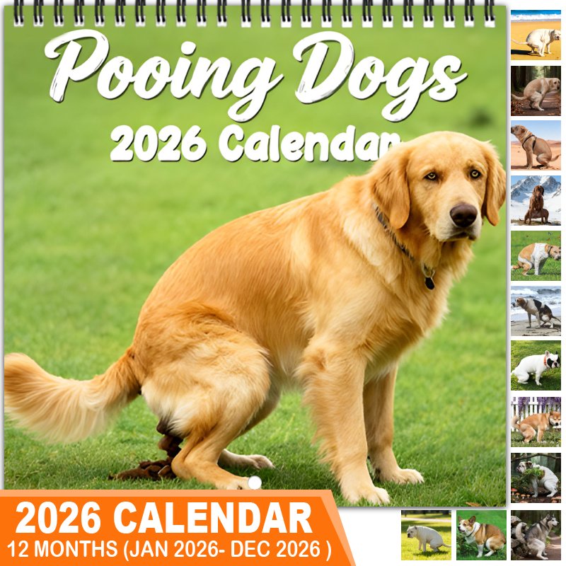 🐾Funny Poop Dog Calendar 2026- A monthly prank gift for dog lovers, white elephant swappers, and poop diary trackers - Humorous pet owner gift ideas.