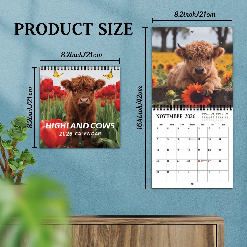 Highland Cow 2026 Wall Calendar