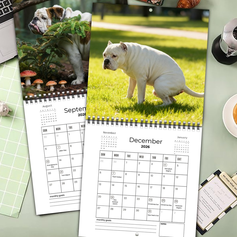 🐾Funny Poop Dog Calendar 2026- A monthly prank gift for dog lovers, white elephant swappers, and poop diary trackers - Humorous pet owner gift ideas.