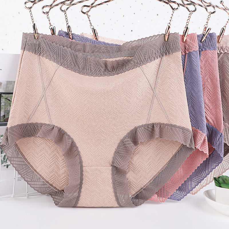 🔥buy 2 get 2 free-Plus Size High Waist Lace Breathable Soft Cotton Underwear