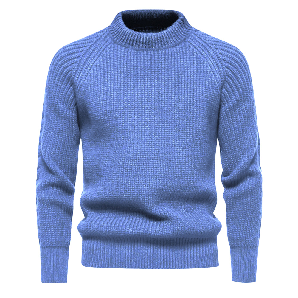 Einfarbiger Strickpullover mit Rundhalsausschnitt für Herren im Herbst und Winter