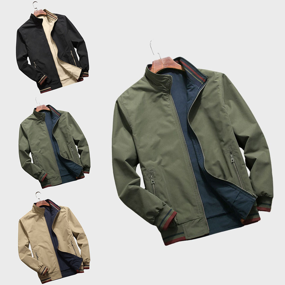 Lässige Wendbare Herrenjacke mit Stehkragen