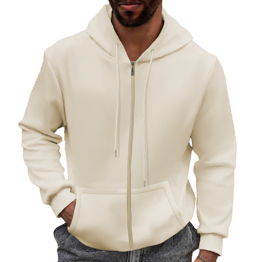 Herren-Strickjacke mit Waffelmuster und Reißverschluss