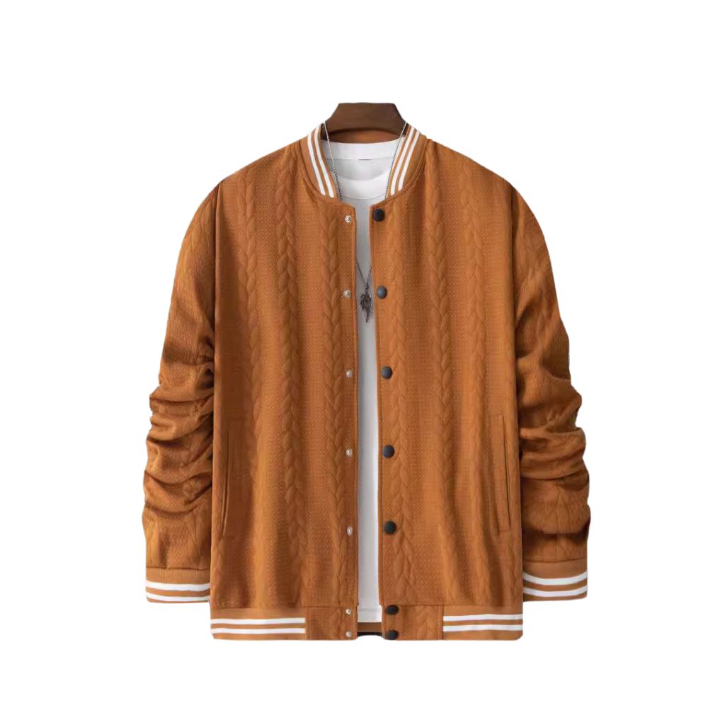 Einfarbige Jacquard-Cardigan-Baseballjacke für Herren