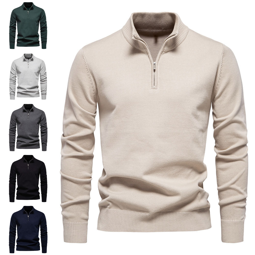 Strickoberteil mit Reißverschluss und Stehkragen für Herren