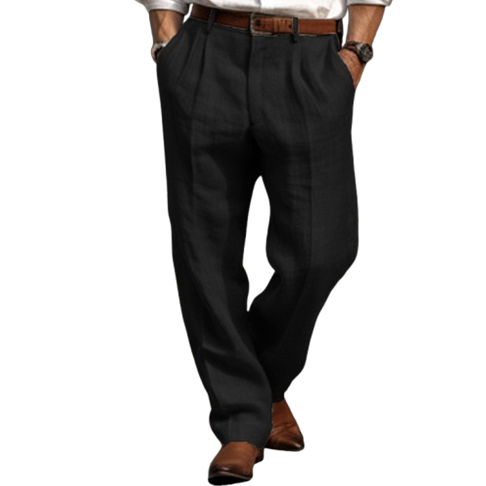 Lässige gerade Hose für Herren aus Baumwolle und Leinen