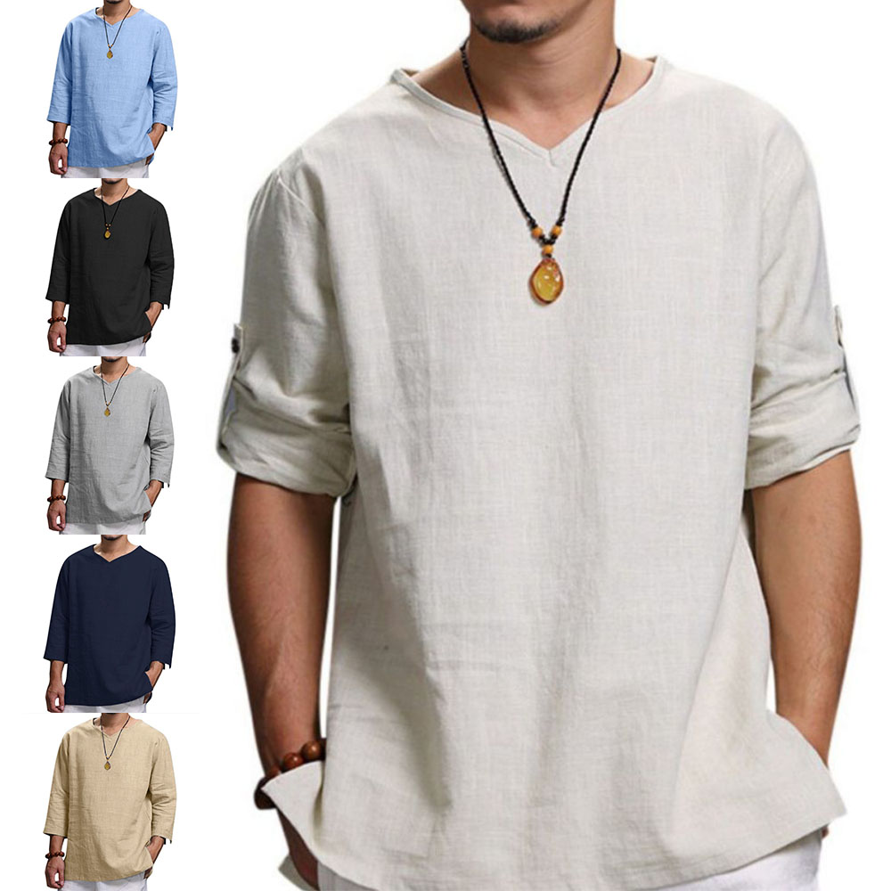 T-shirt ample et respirant à manches trois-quarts pour homme