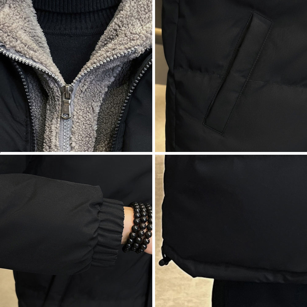 Winterlicher, samtverdickter, gefälschter, zweiteiliger, warmer Baumwollmantel mit Kapuze für Herren