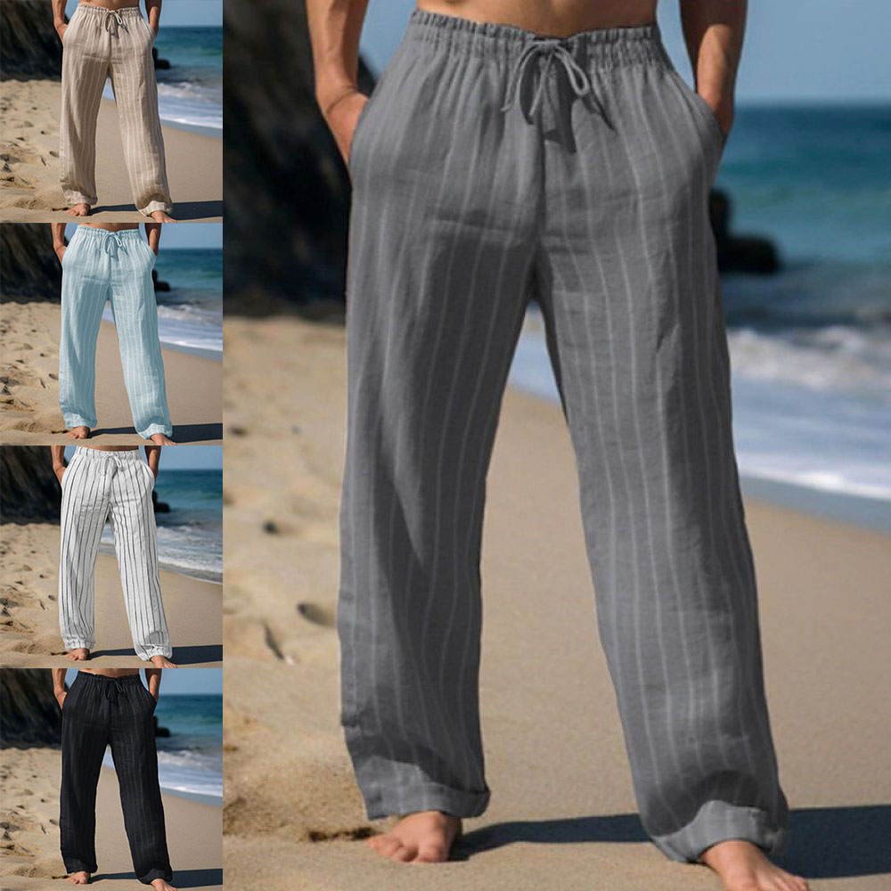 Lässige lockere gestreifte Hose mit weitem Bein für Herren