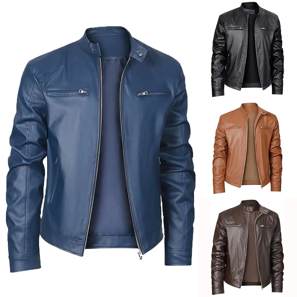 Alberchris™ New Men's Stand-up Collar Zipper Leather Jacket