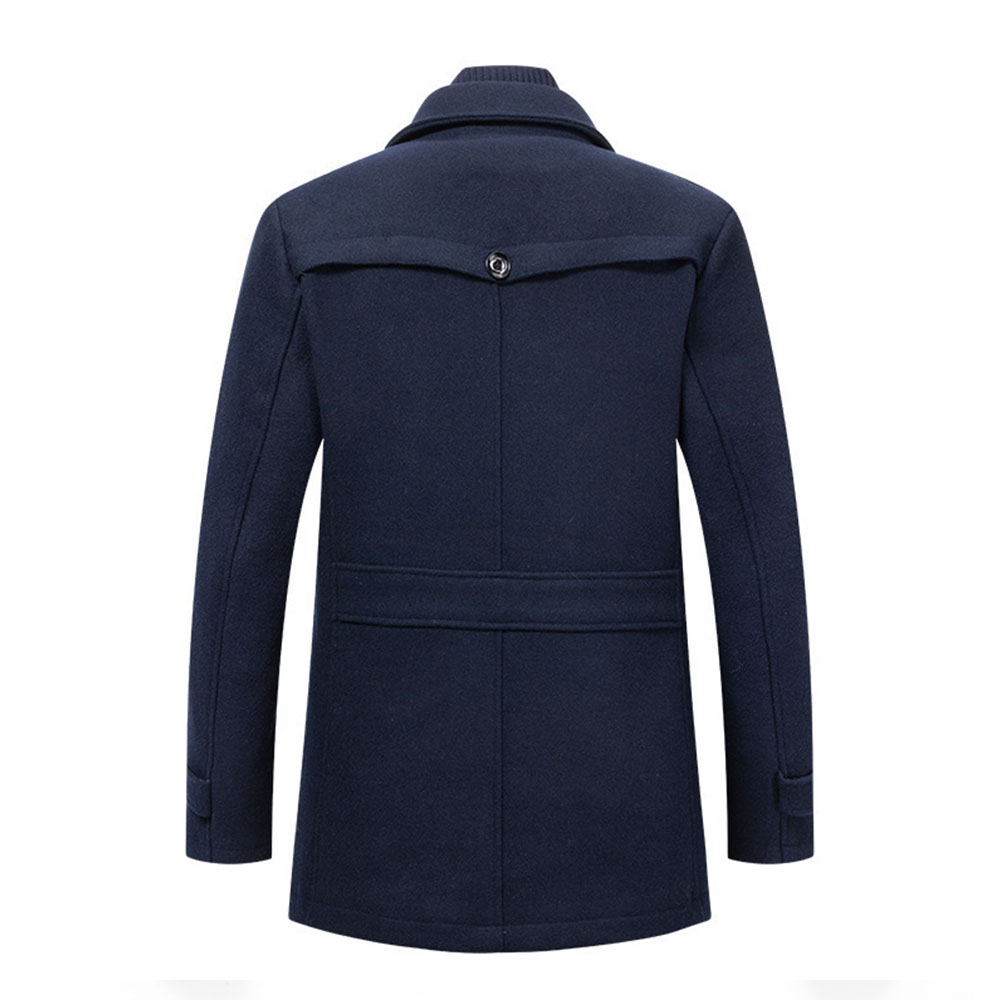 Coinbrillant Nouveau manteau mi-long à col roulé amovible pour hommes