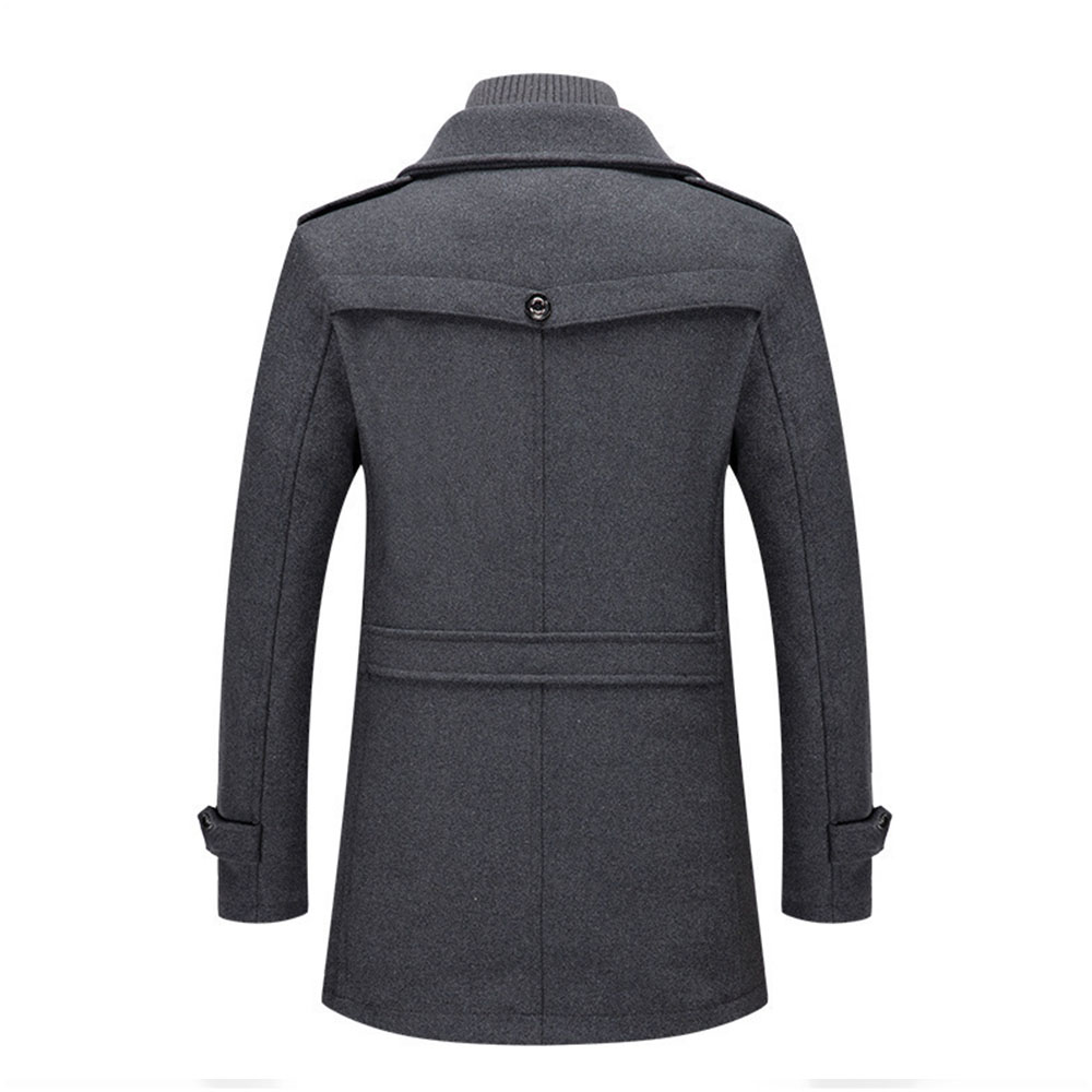 Coinbrillant Nouveau manteau mi-long à col roulé amovible pour hommes