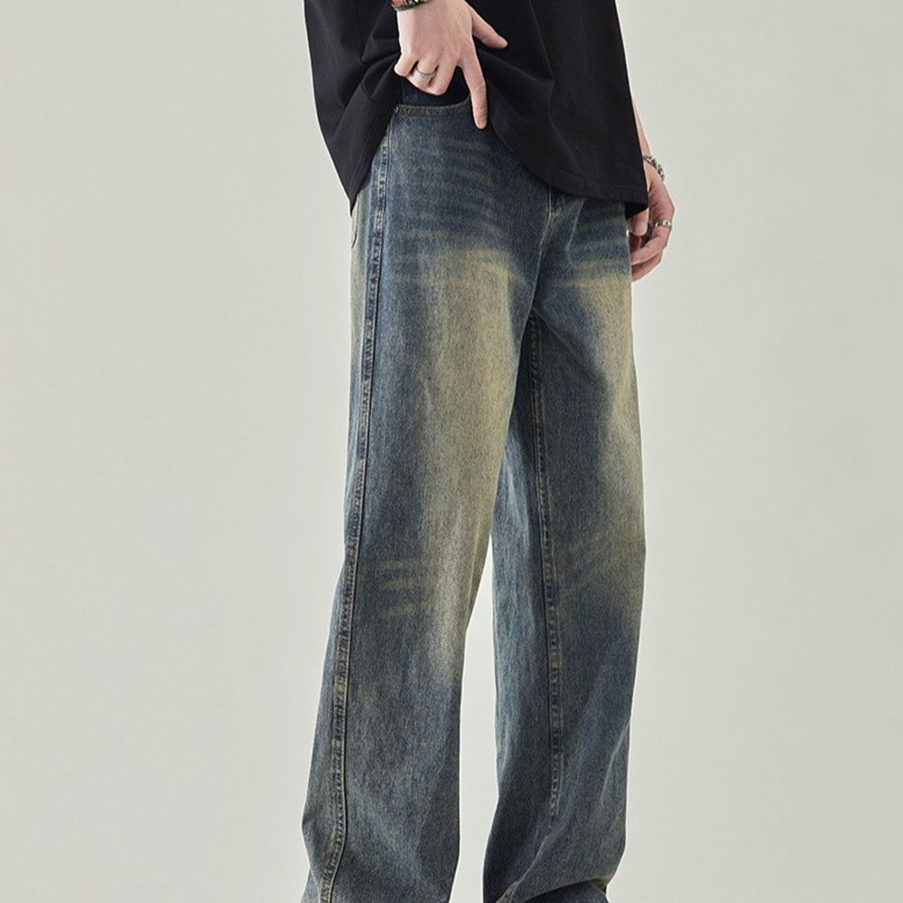Distressed-Waschung High-Rise-Jeans mit weitem Bein