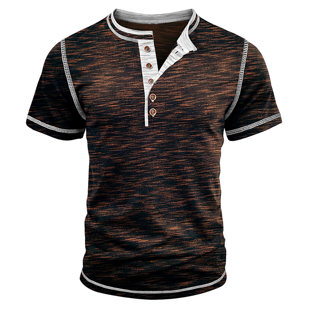 T-shirt décontracté à manches courtes et blocs de couleurs pour homme