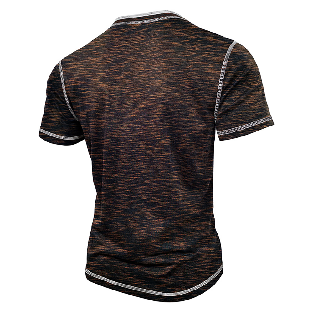 T-shirt décontracté à manches courtes et blocs de couleurs pour homme