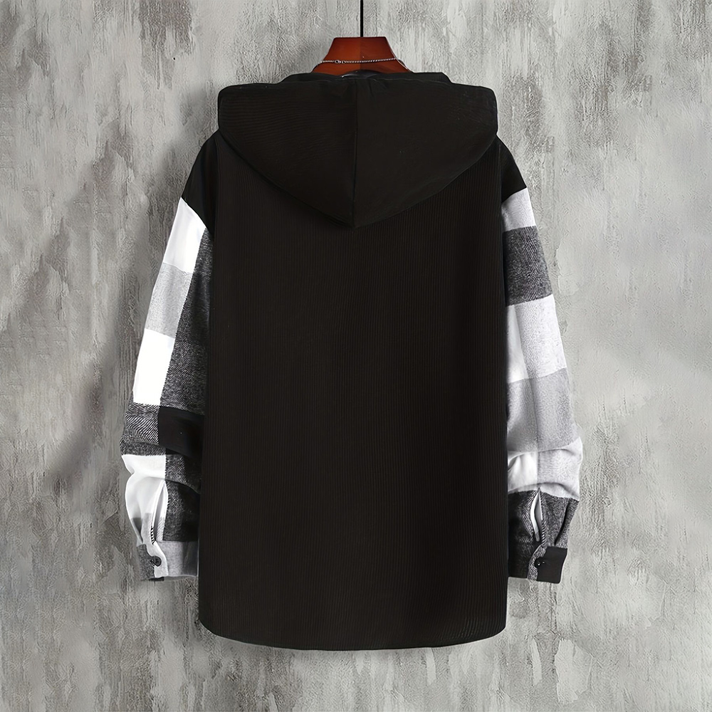 Alberchris™ Men's Autumn and Winter New Hooded Plaid Jacket Long Sleeve Thickened Shirt Top