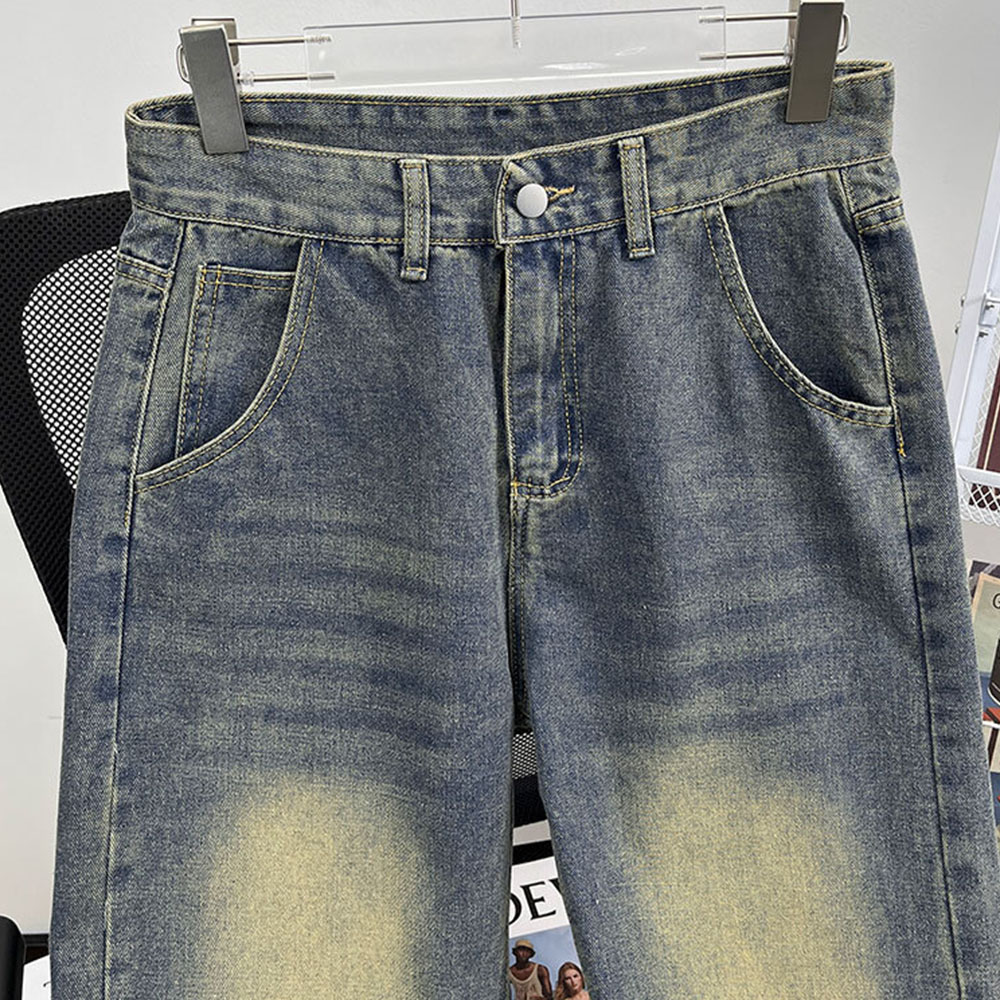 Distressed-Waschung High-Rise-Jeans mit weitem Bein