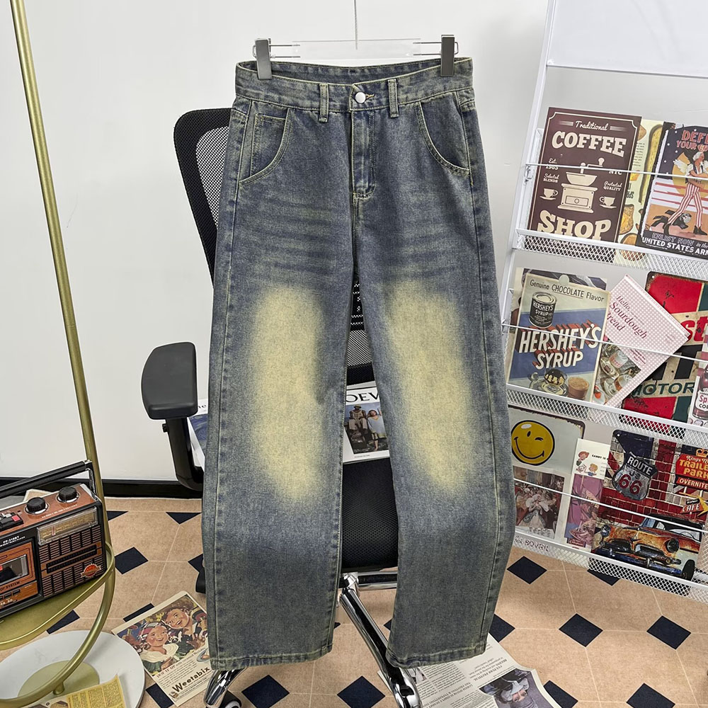 Distressed-Waschung High-Rise-Jeans mit weitem Bein