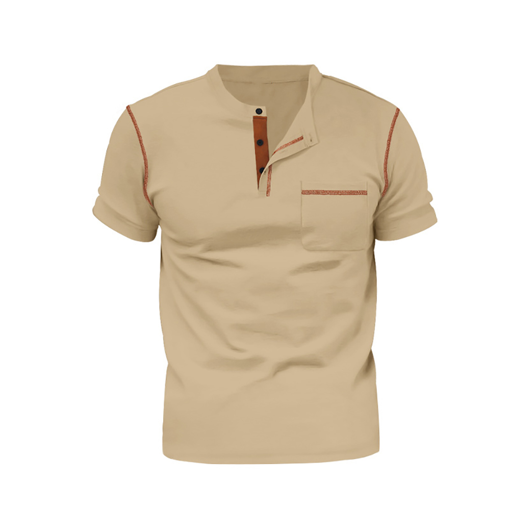 Sommer Herren Colorblock Henley Kurzarm