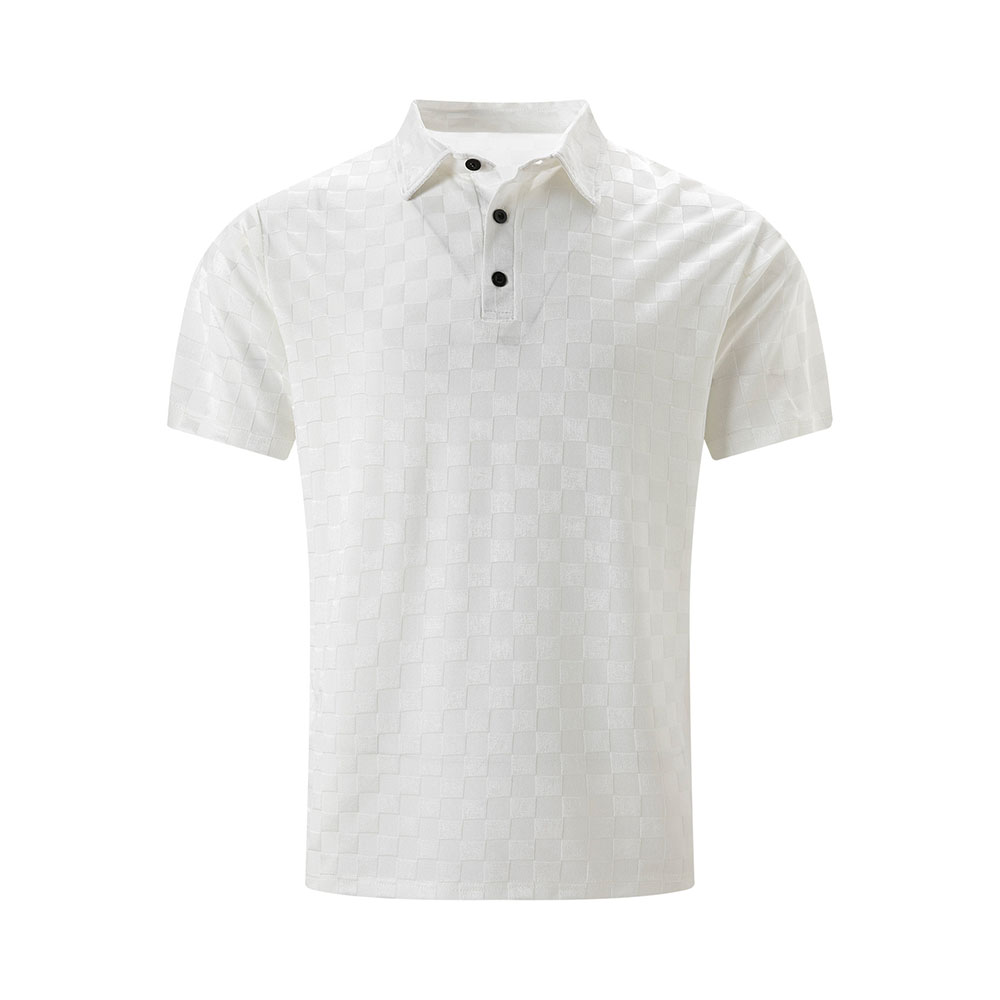 Polo à manches courtes en jacquard de soie glacée pour homme