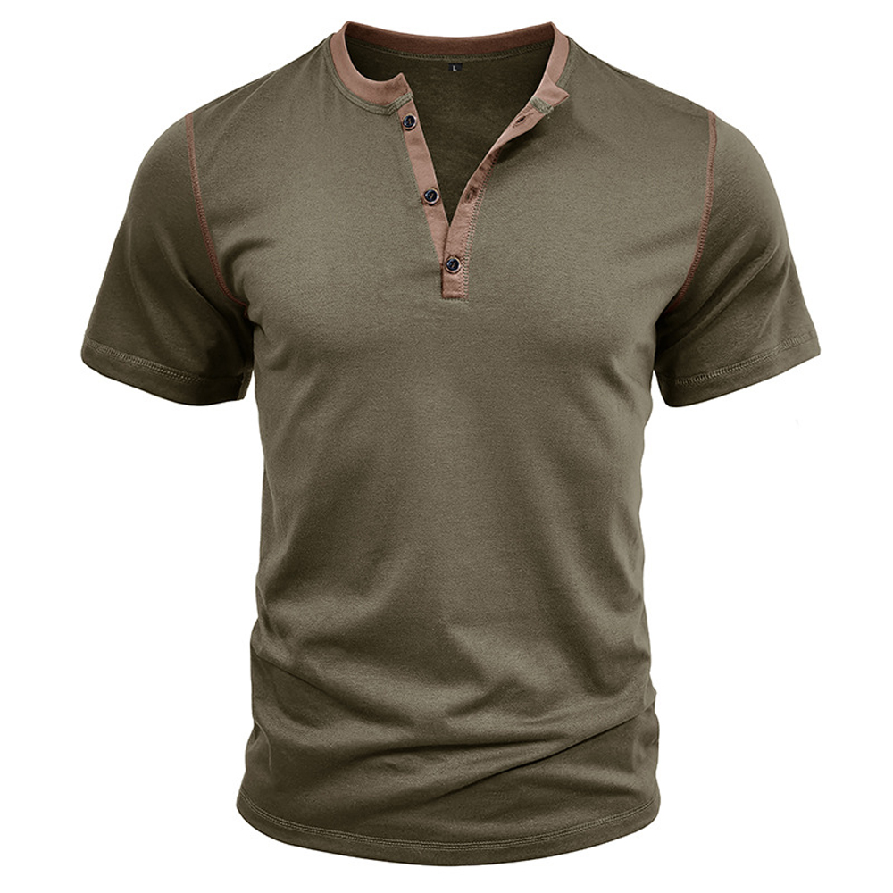 Kurzärmliges Henley-Shirt mit Stehkragen für Herren