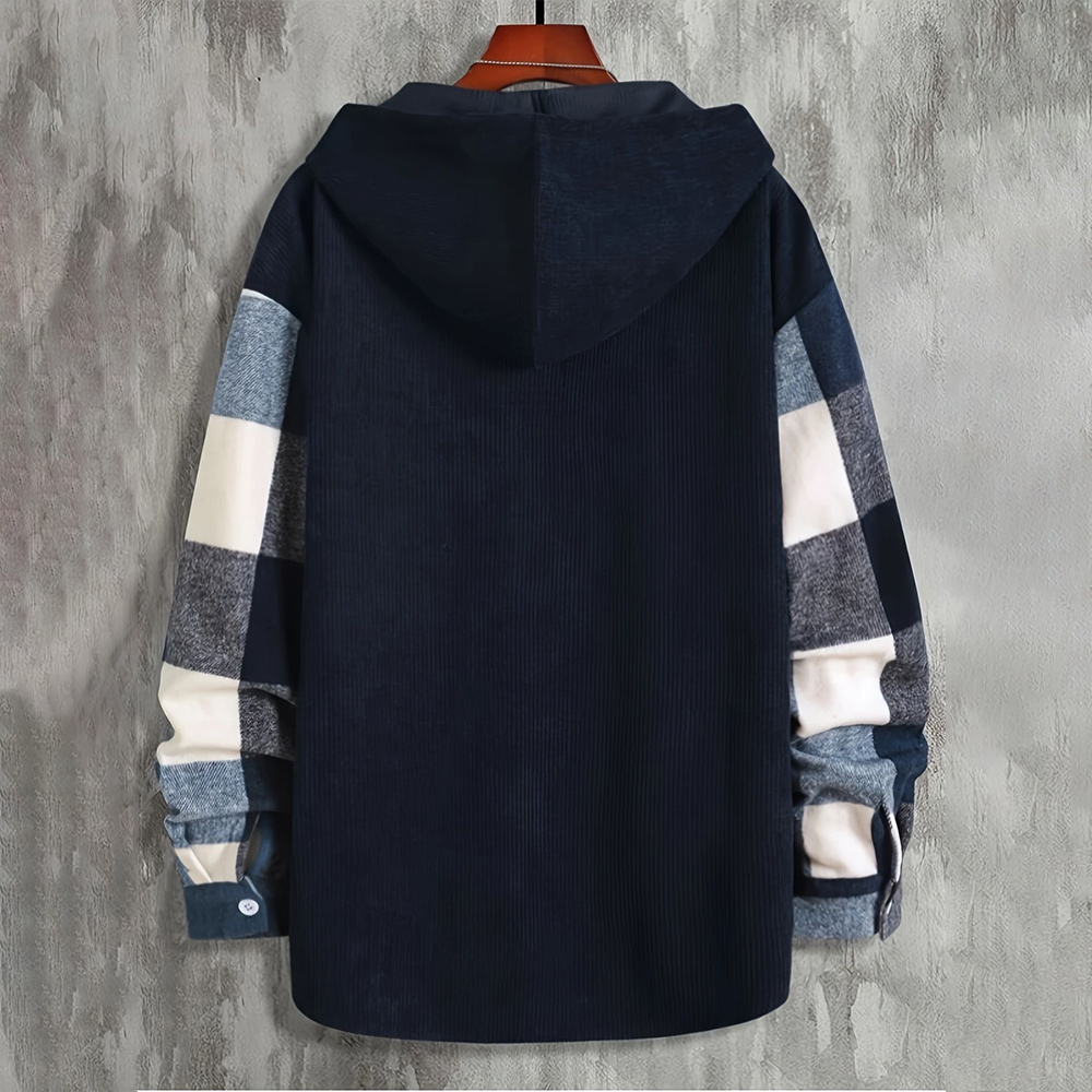 Alberchris™ Men's Autumn and Winter New Hooded Plaid Jacket Long Sleeve Thickened Shirt Top